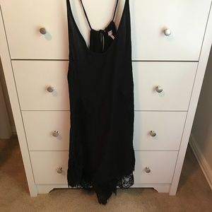 Free People Black Dress with Lace Detail - Size M!